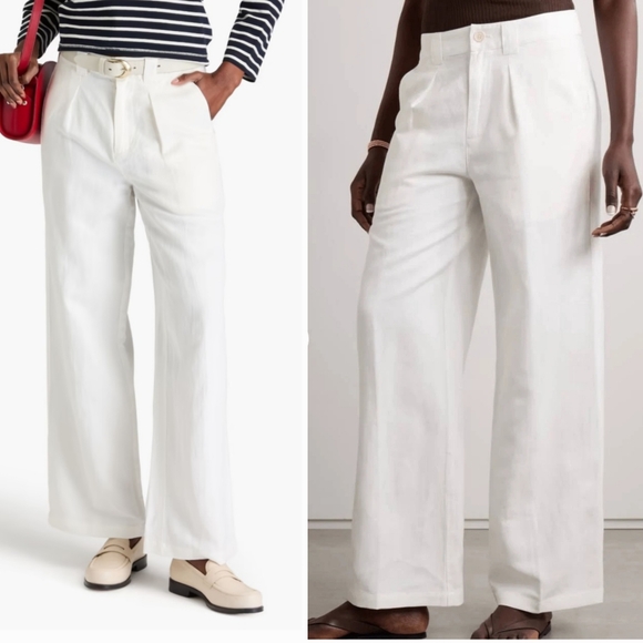 NWOT Alex Mill Pleated Linen Trousers High Rise Wide Leg Pants Size 10 Off-White - Picture 1 of 14